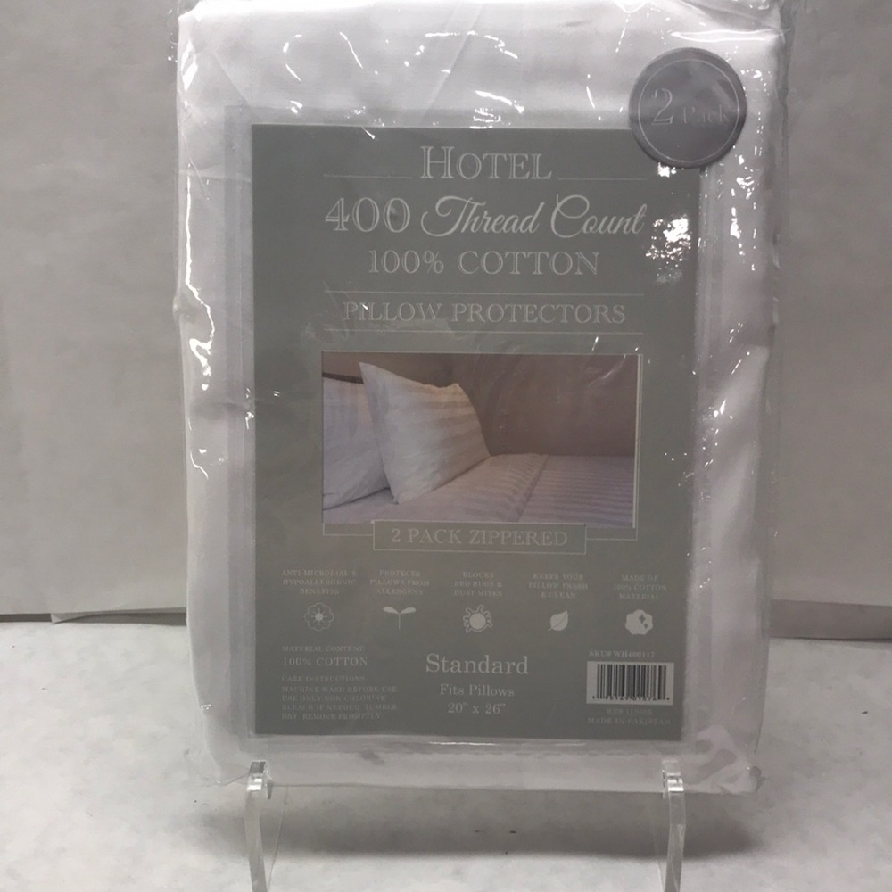 Hotel 400 TC Cotton Dobby Stripe Standard Pillow Protector 2 Pack